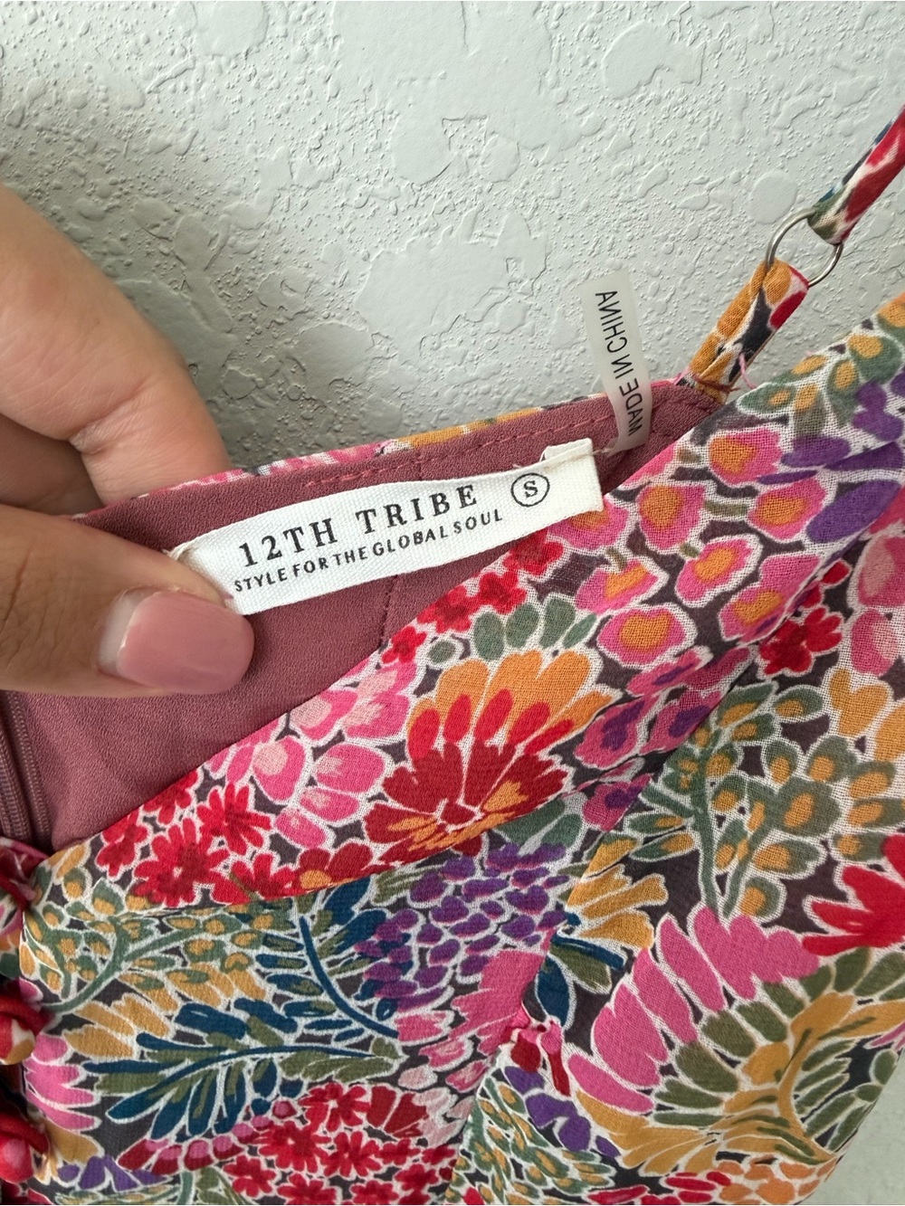 12th Tribe Floral colorful Ruffle Maxi Dress Size Small - Picture 6 of 7